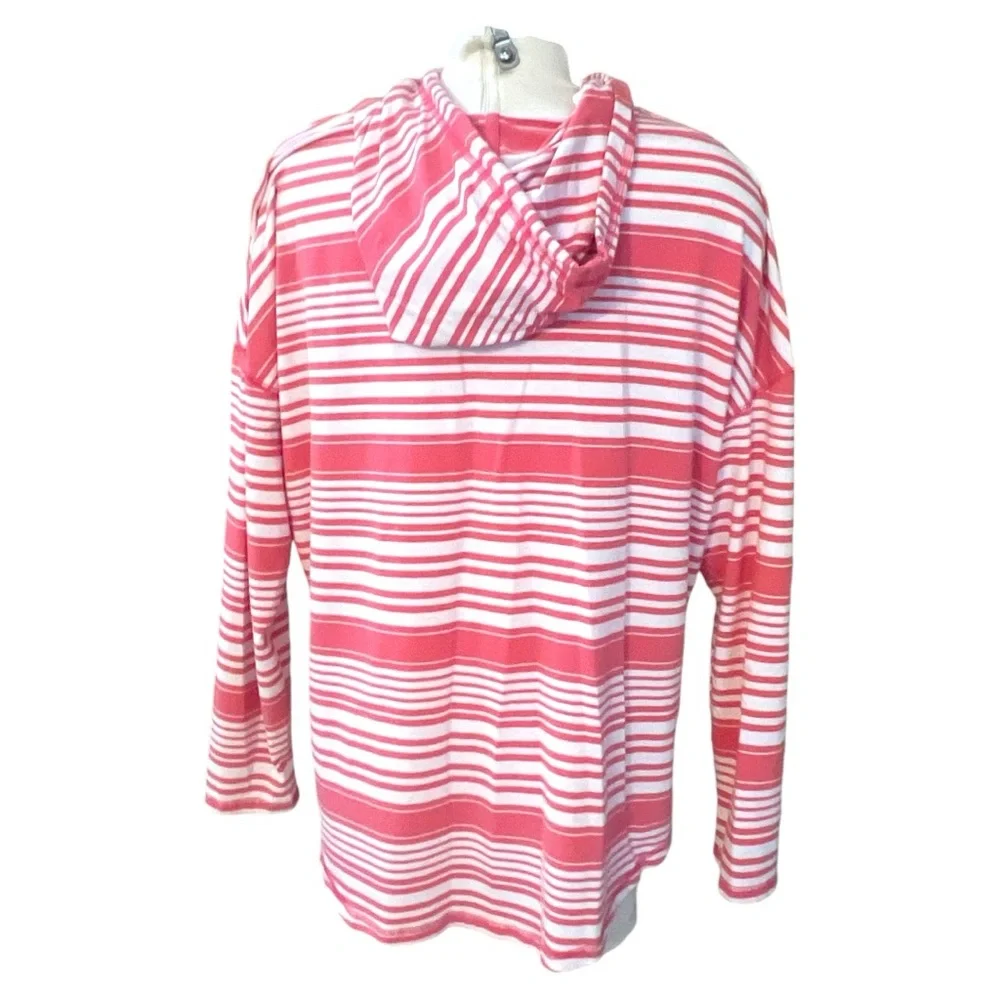 Southern Tide women’s long sleeve‎ pullover stretch size large orange white hood - Picture 3 of 5